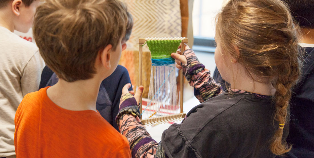 kids learn about weaving