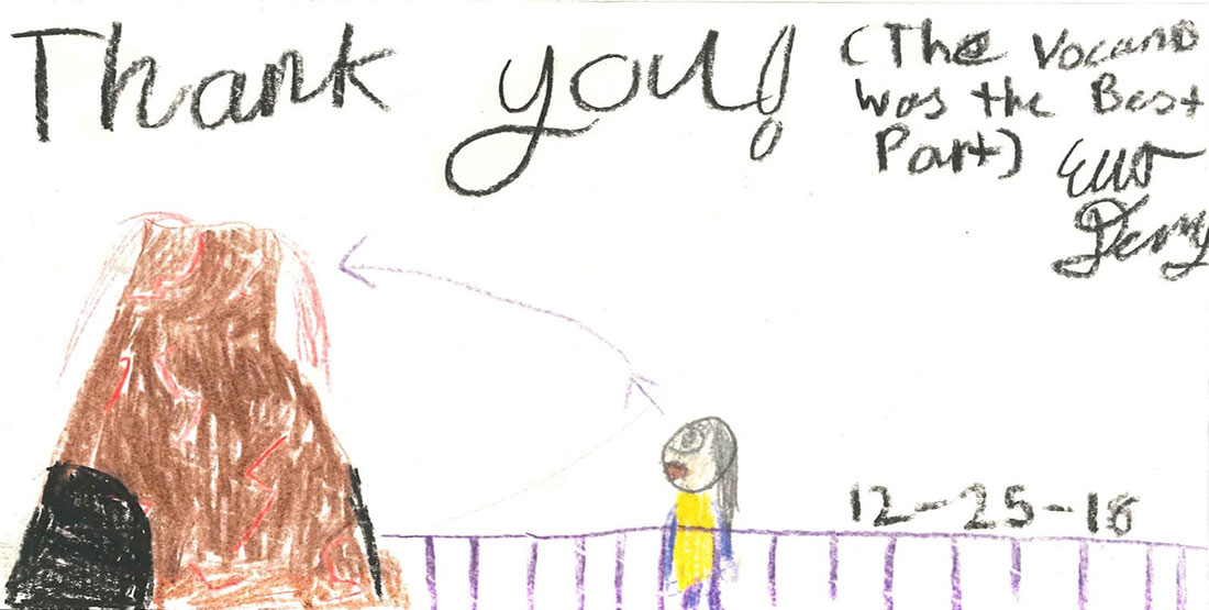 hand-drawn thank you note