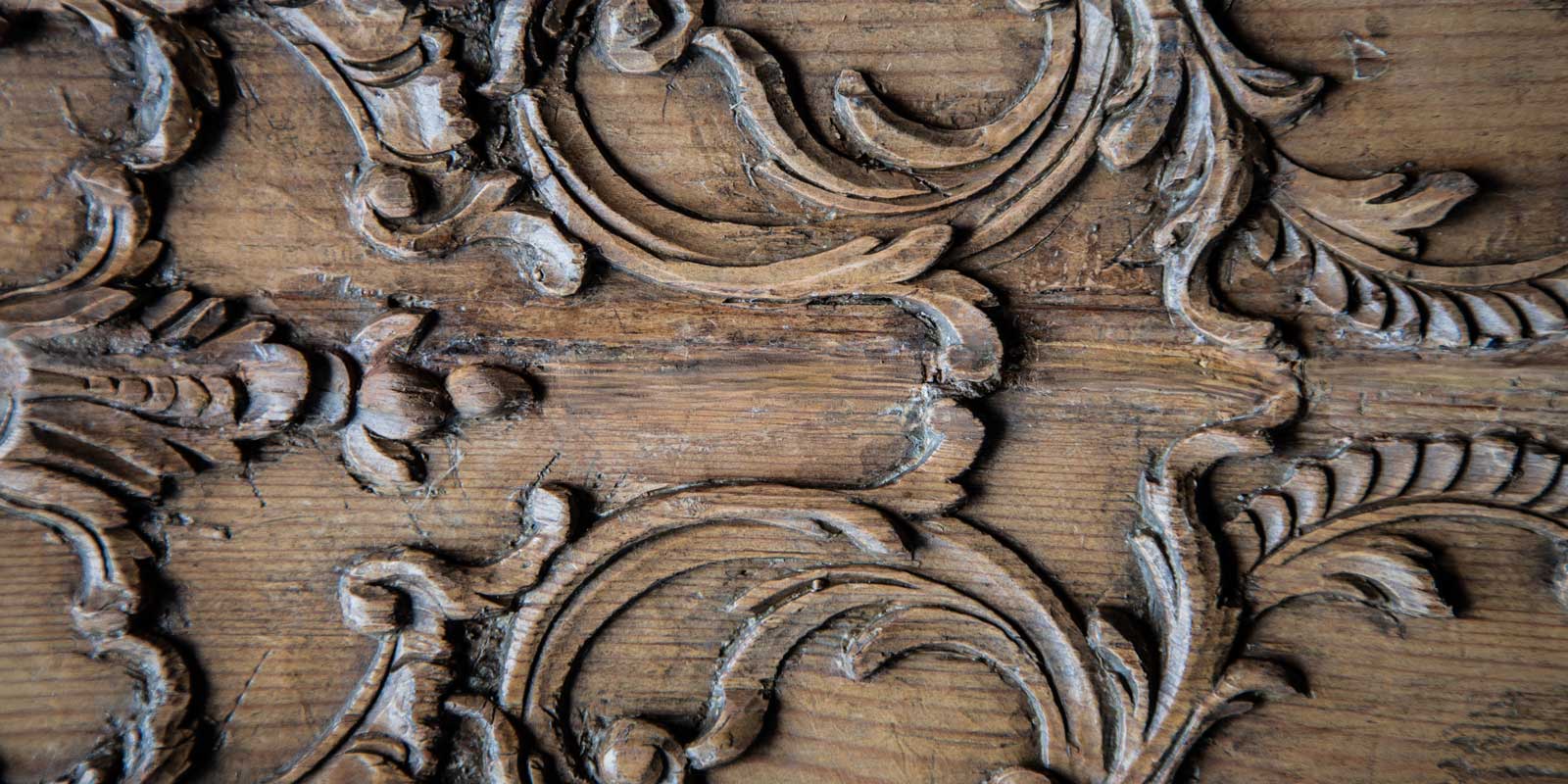 Close up of the carved detail on the Boiserie panels