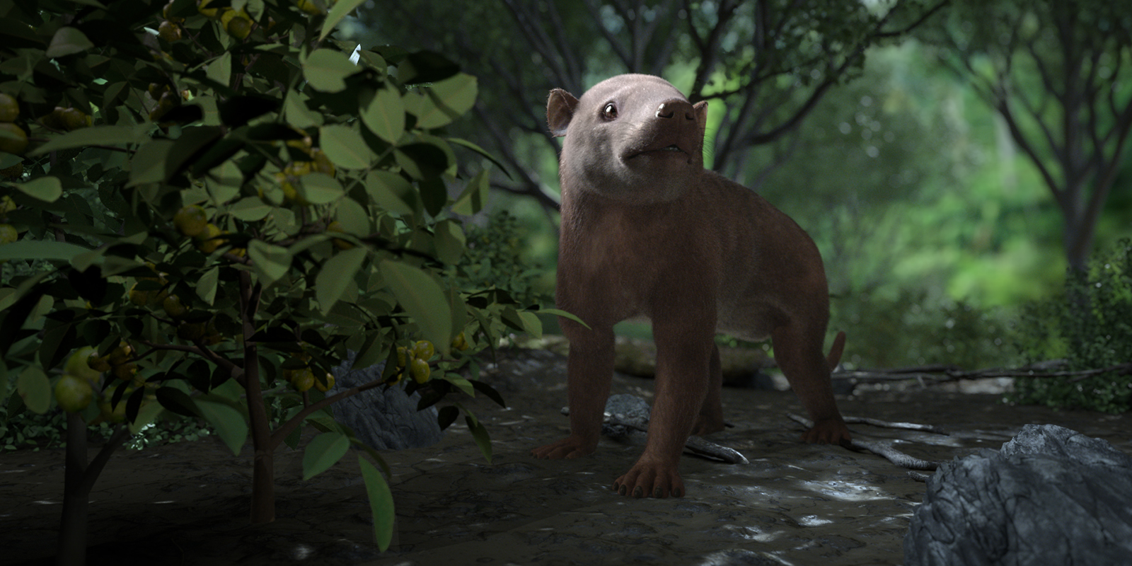 Lifelike illustration of a small prehistoric mammal