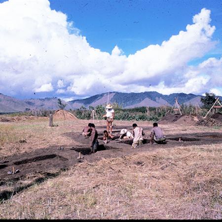 A photo from 1966 of the NFB archaeological site in the Eastern Highlands of Papua New Guinea.