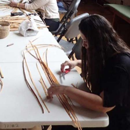 Artists and researchers gather together for the basketry workshop