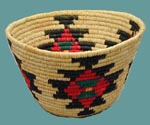 Coiled cattail and raffia basket