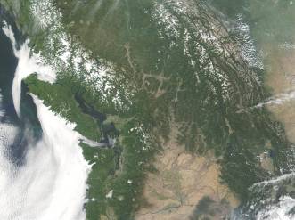 Space photograph of the Pacific Northwest (NASA)