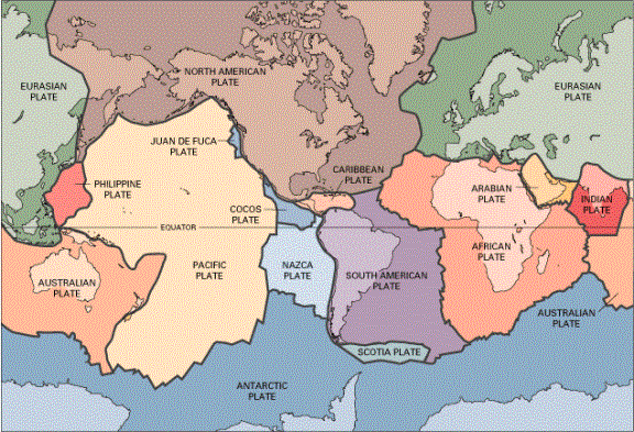 Map of Earth's tectonic plates