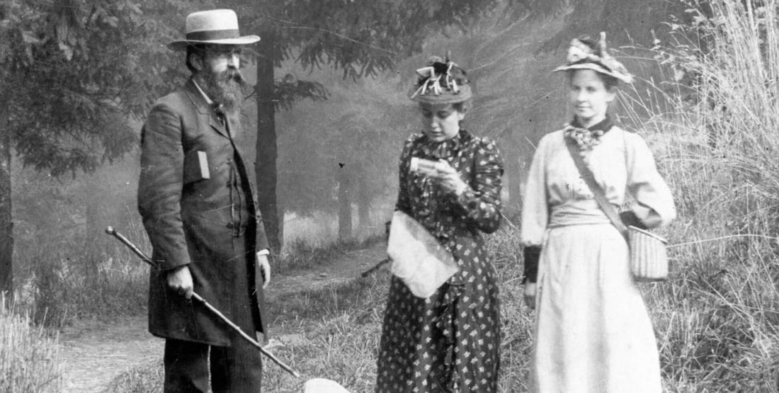 Black and white photograph of Bug Johnson and Parkers 1890 collecting bugs