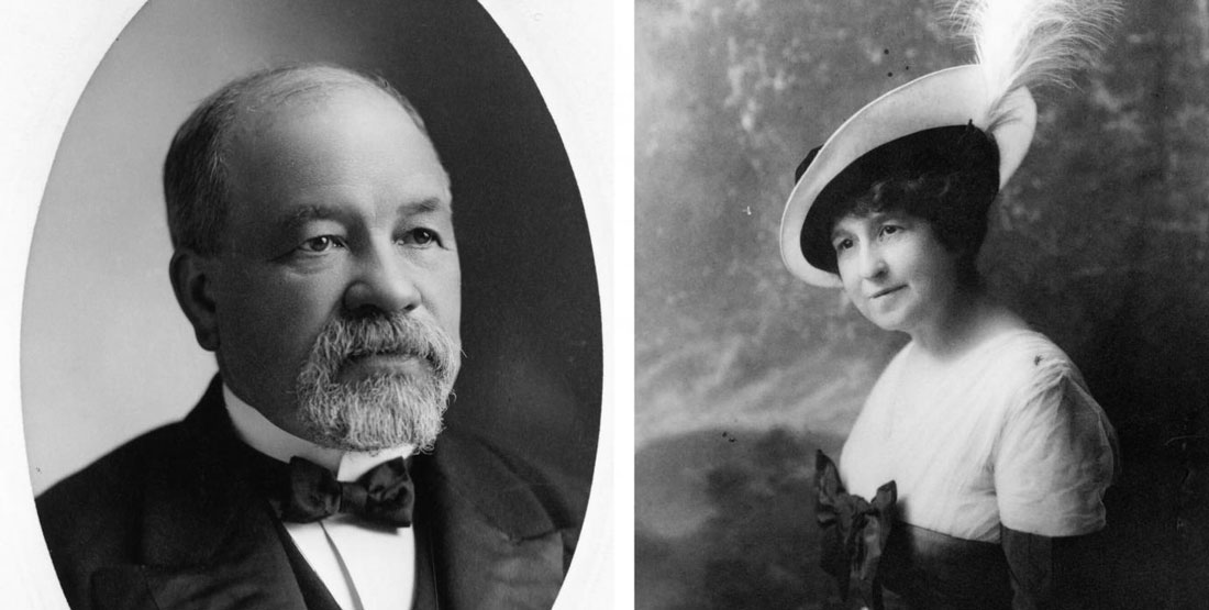 black and white photograph Portraits of Thomas Burke and Caroline McGilvra Burke ca. 1910 