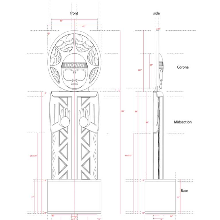 A computer model of the welcome figure planned for the New Burke lobby