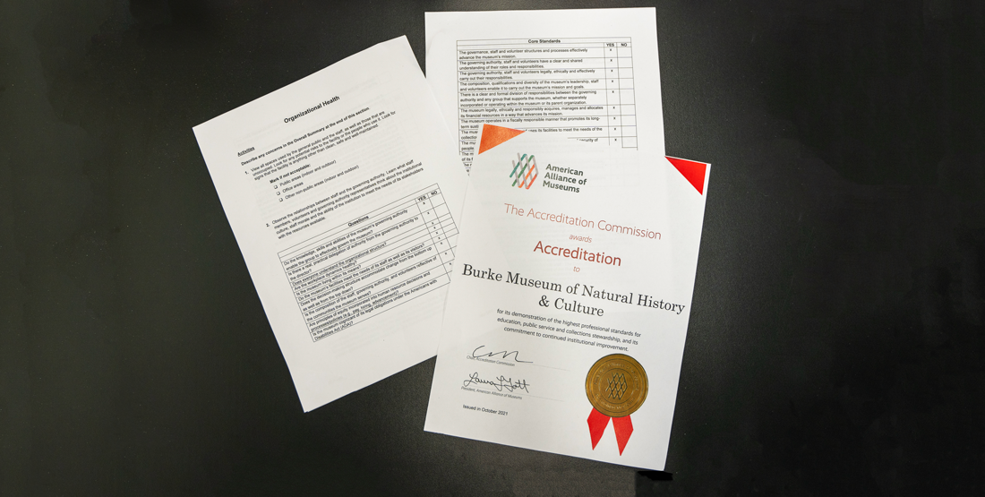three printed text documents from the reaccreditation process