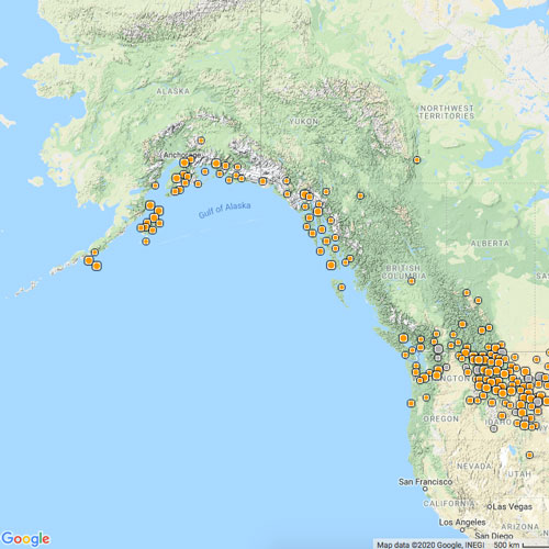 map showing collection data