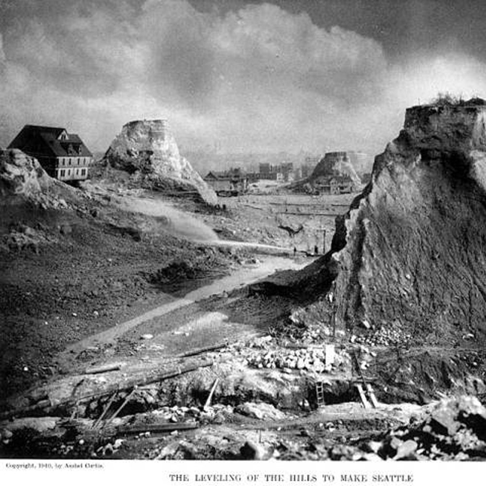 A photo from 1910 of Deny Hill being flattened