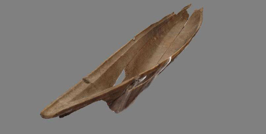 Computer 3D model of the side of the canoe
