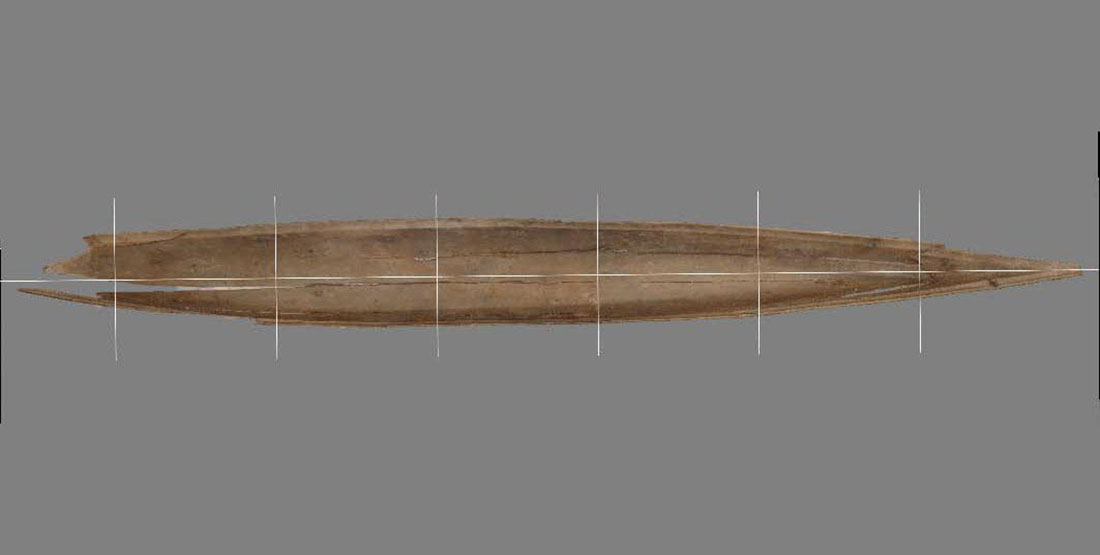 Computer 3D model showing the top of the canoe