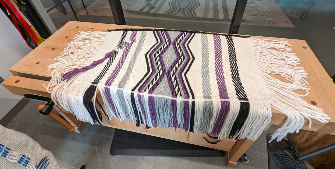 weaving by danielle morsette in the artist studio at the burke museum