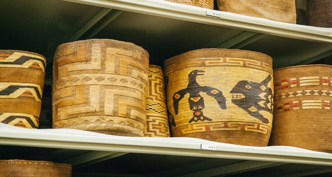 a row of baskets in the collection