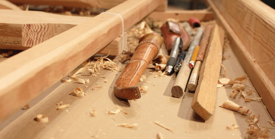 Tools used to carve the Angyaaq boat