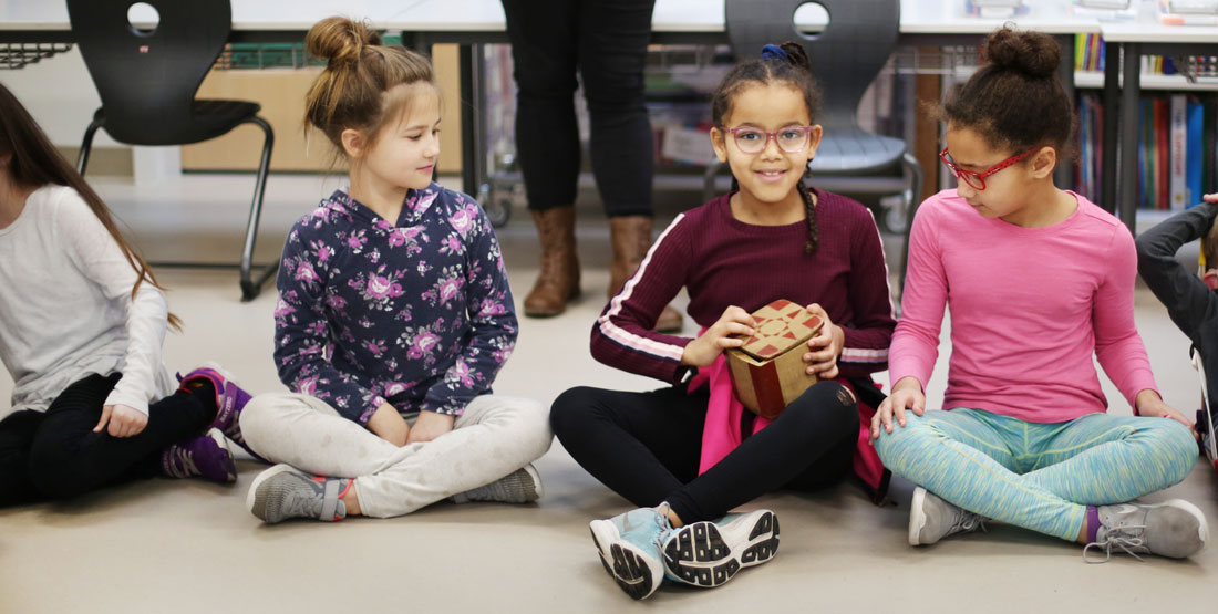 students interact during the Storytellers program