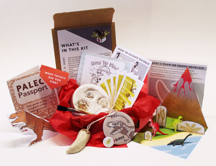 Fossil Finder Fun Pack from the Burke Museum contents of fossil finder fun pack box