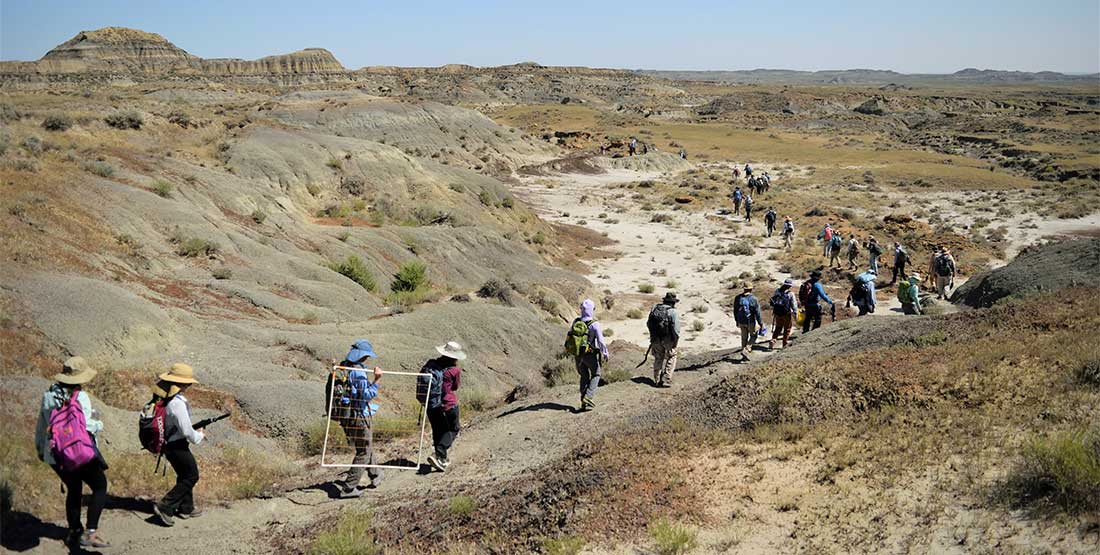 hiking out to the macrofossil site