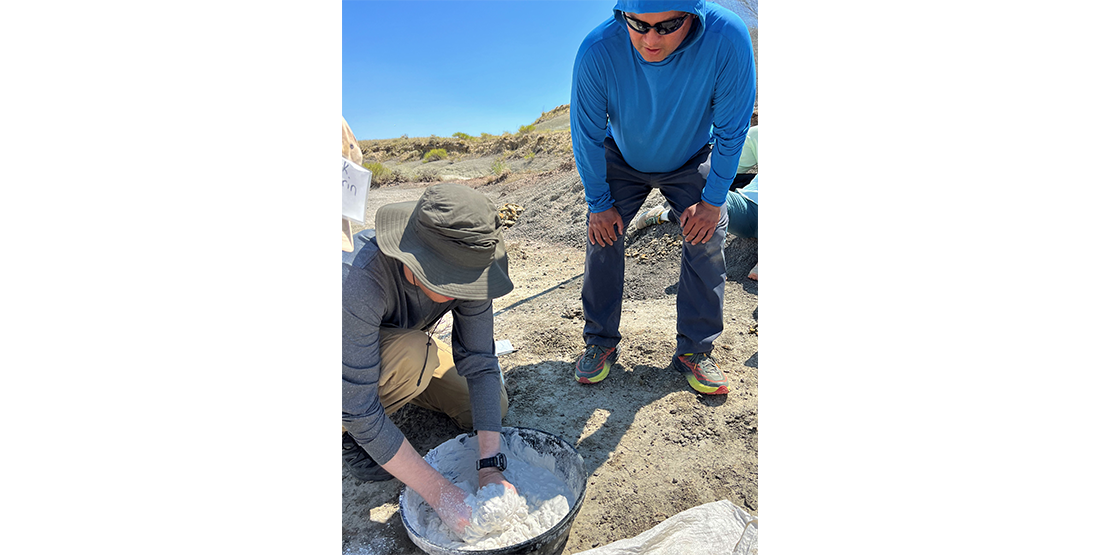 Mixing plaster for field jackets–a clear example of hands-on learning.