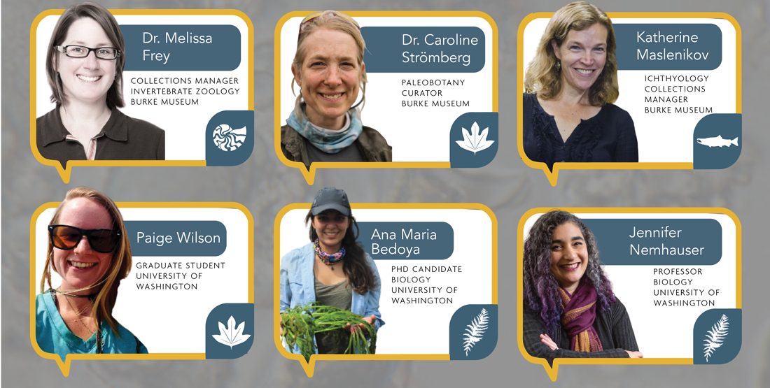 a graphic featuring 6 female-identifying scientists