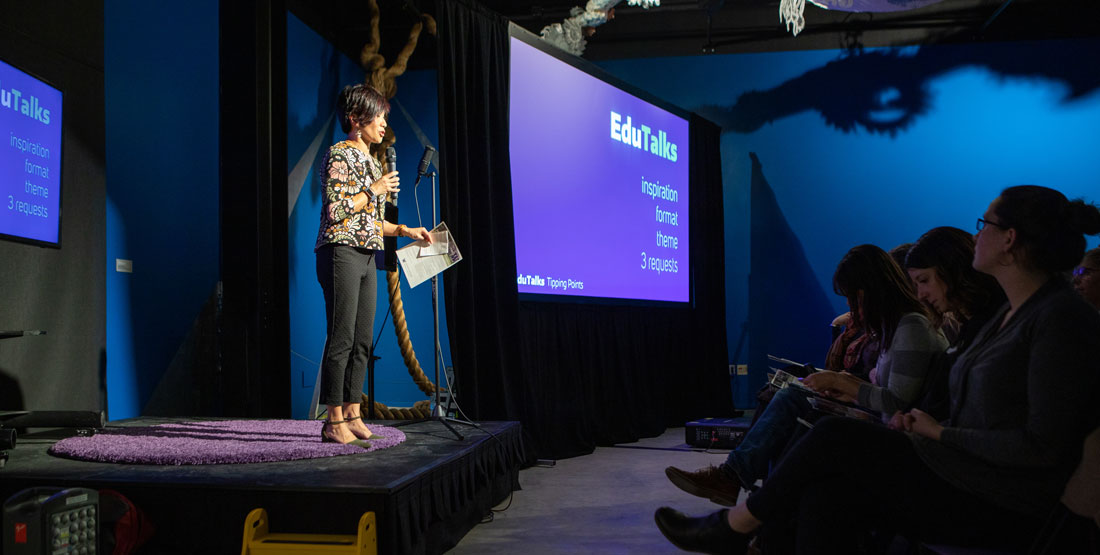 a speaker at an event