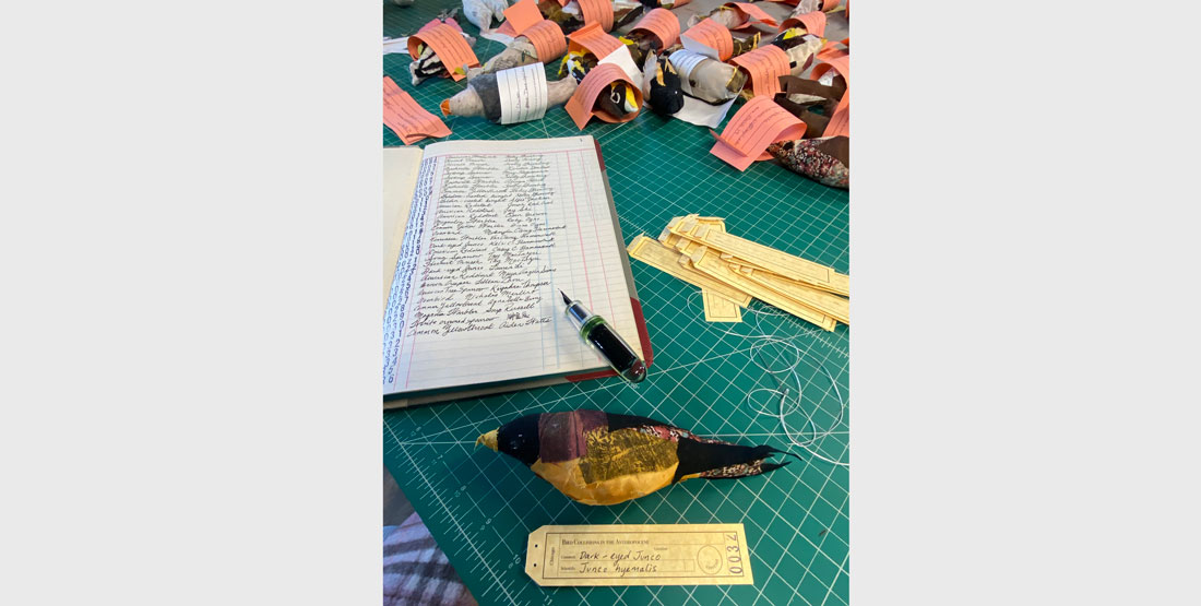 fabric bird sculptures