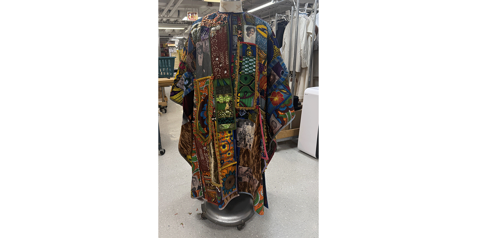 Photo of an Ancestor's Robe that was designed with inspiration from my art and worn in an recent production of Safronia at the Lyric Opera of Chicago
