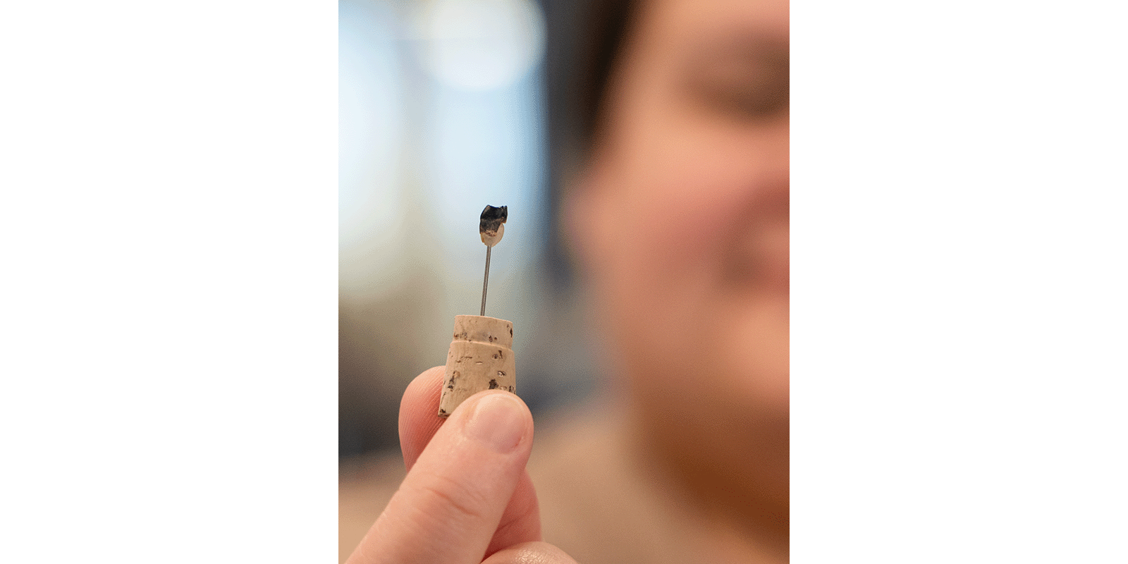 Deanna holds up a specimen 