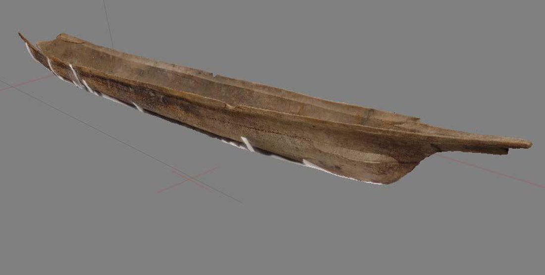 Computer 3D model of the side of the canoe