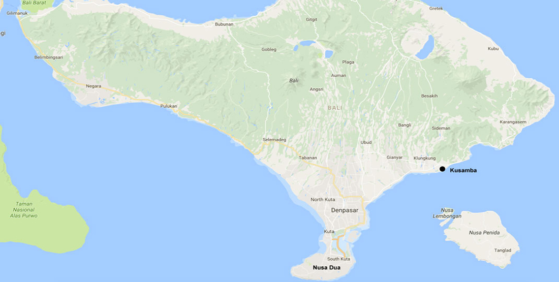 A geographic map of Bali