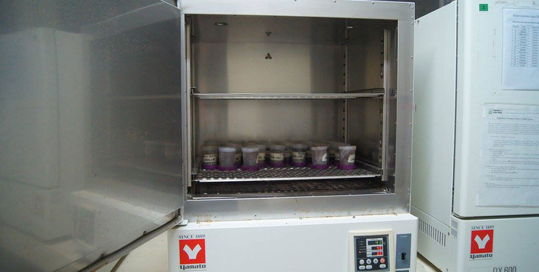 samples in an oven