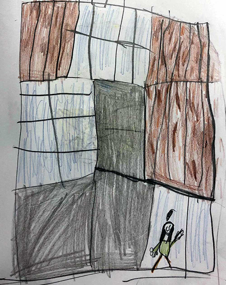 A children's drawing of the exterior of the New Burke museum