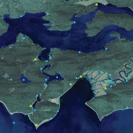 excerpt from a map showing historic waterways in the Seattle region