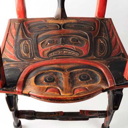 Heiltsuk chair (detail), c. 1880-1900, attr. Chief Robert Bell, MOA 3261/120 (photo Alina Ilyasova)