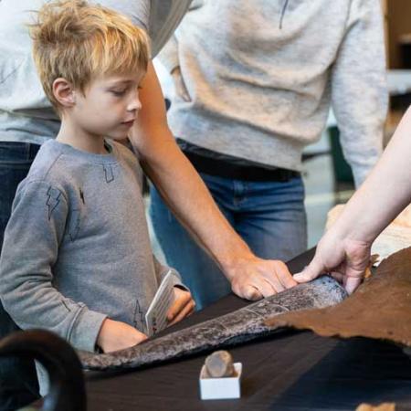 kid learns about fossils