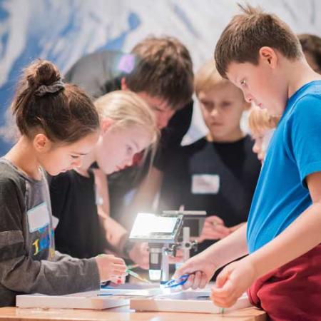 kids sort microfossils