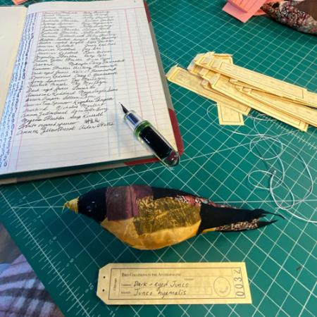 fabric bird sculpture
