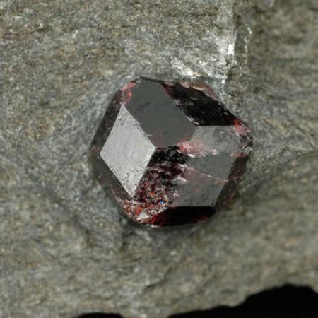 close up of naturally-occurring garnet