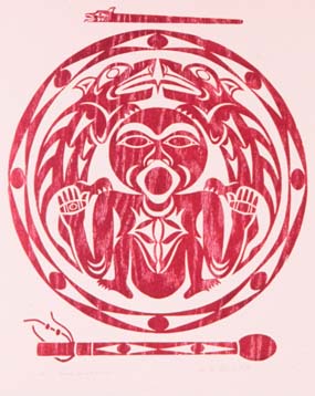 Slahal Drum and King Pin, 
Susan A. Point, 1988