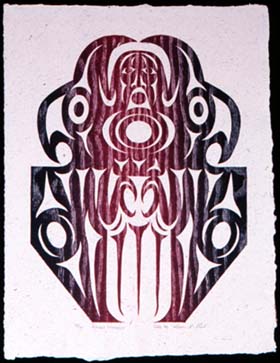 Raven Woodcut, 
Susan A. Point, 1998